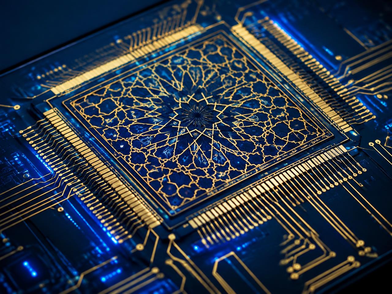 Semiconductor with geometric Islamic patterned circuitry